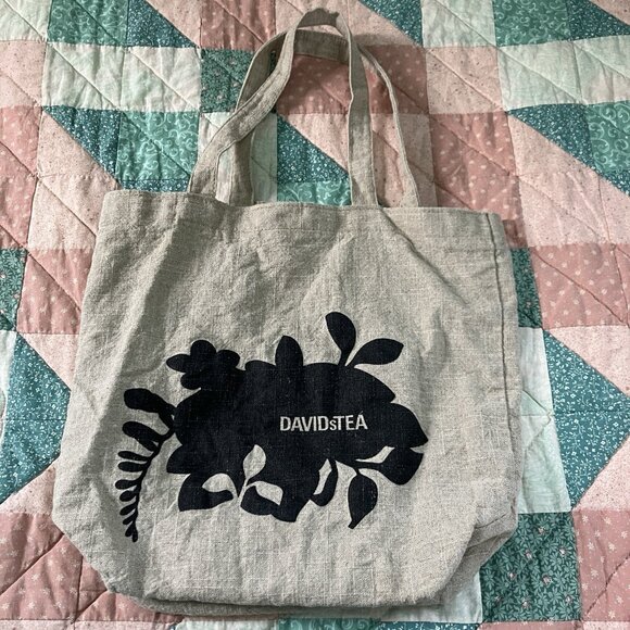 David's Tea Tote Bag Reusable Shopper Shoulder Bag Floral Canvas - Picture 2 of 7